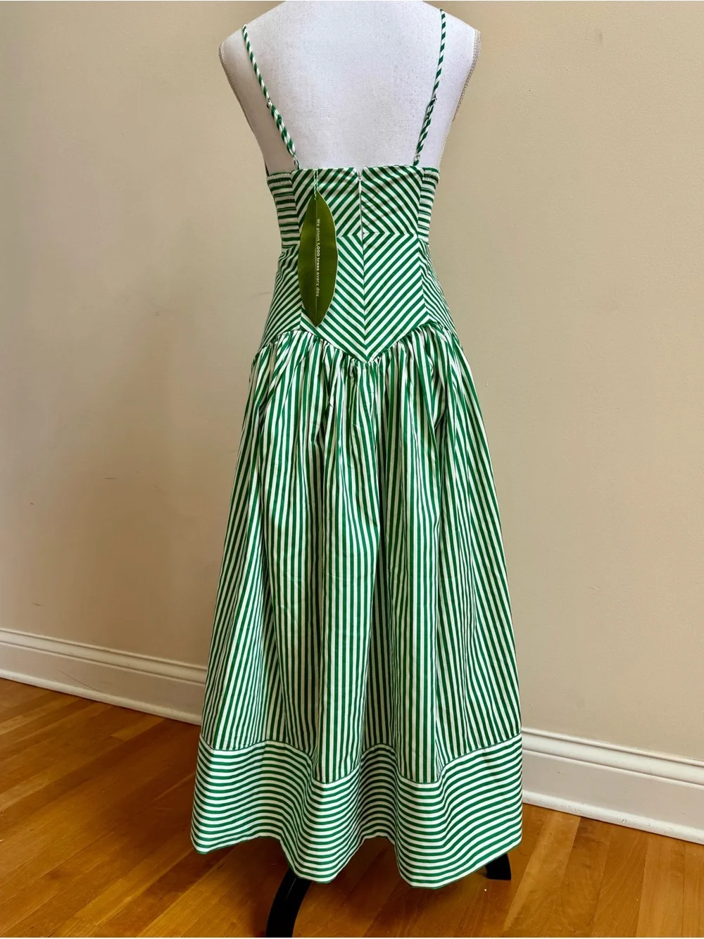 NWT FARM Rio Green & White Striped Midi Dress, NWT, XS - Picture 5 of 8